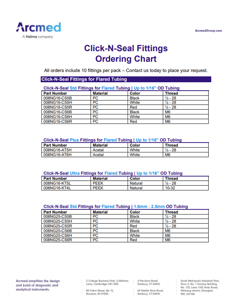Click-N-Seal Fittings Ordering Chart