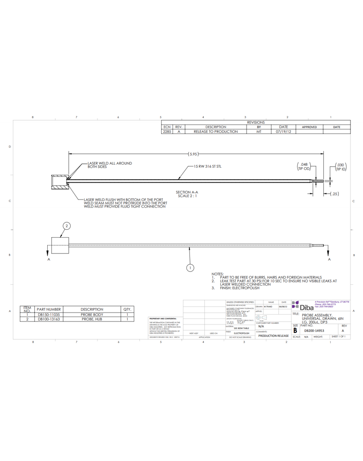 Probe Assembly Drawings