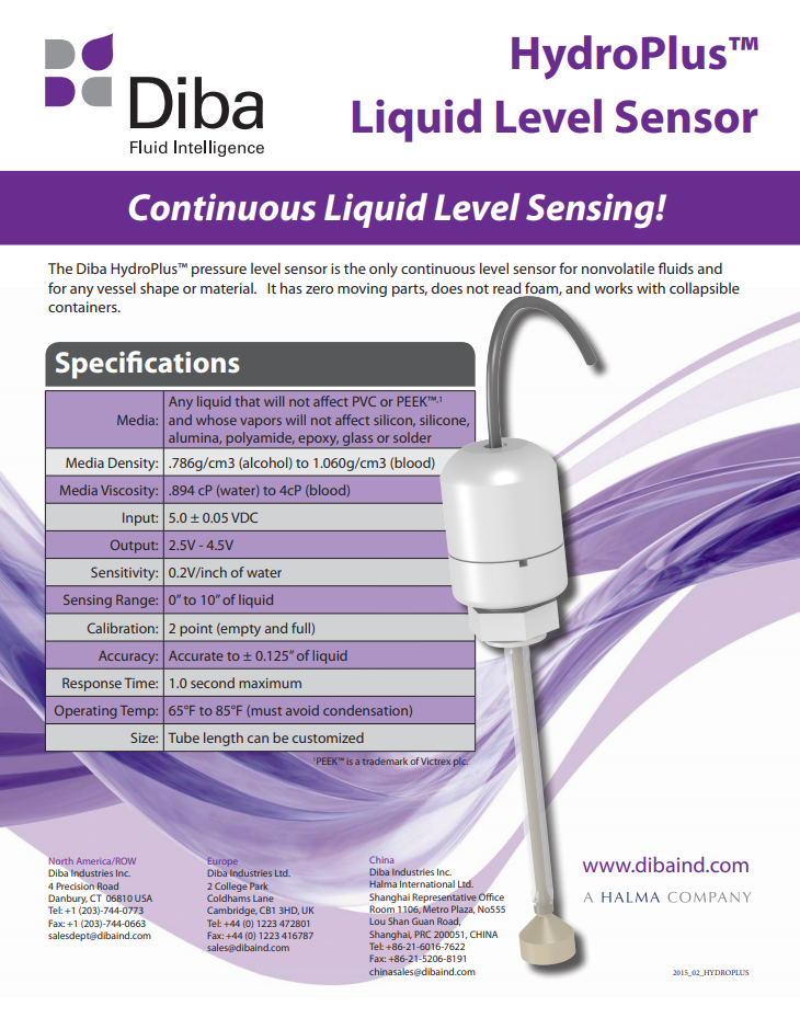 HydroPlus™ Liquid Pressure Level Sensor Brochure